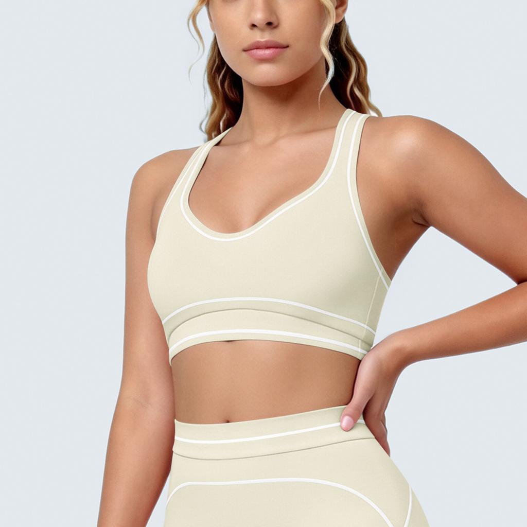 New contrasting color tight high elastic breathable yoga suit six-piece sports running fitness yoga suit women