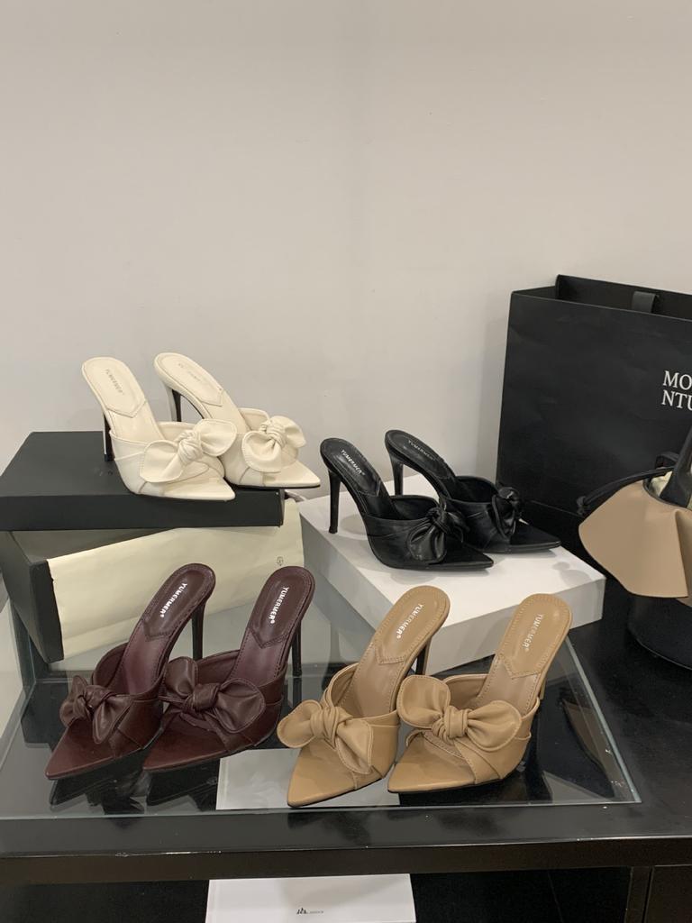 2025 Europe, America and Europe Butterfly Pointed Head Sexy Stiletto Slippers Large Size 10CM