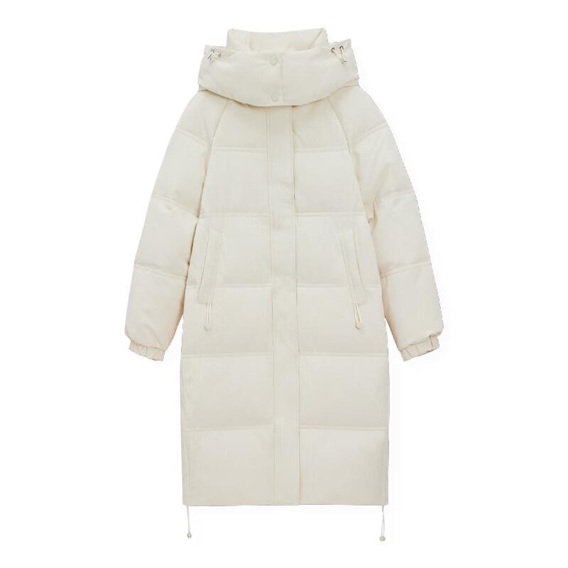 IEF Women's Korean Style Slimming Hooded Long Down Jacket