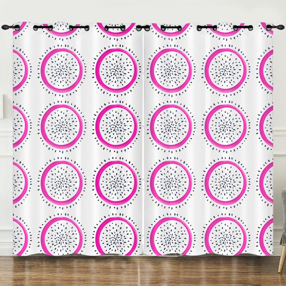 Curtain Cartoon Fruit Dragon Fruit Love 3D Digital Printing Blackout Curtain Punching