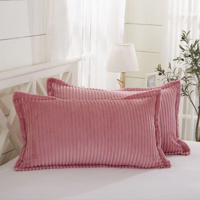 Fleece Pillowcase Pair with Double-sided Winter Thickening Single Double Warm Flannel Coral Velvet Adult Pillowcase