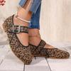 Modische Schuhe Damen Ballerinas Flache Schuhe Flacher Mund Herbst Leicht Bequem Spitz Zehe Slipper Ballerinas Herbst Leopard Retro Kleiderschuhe