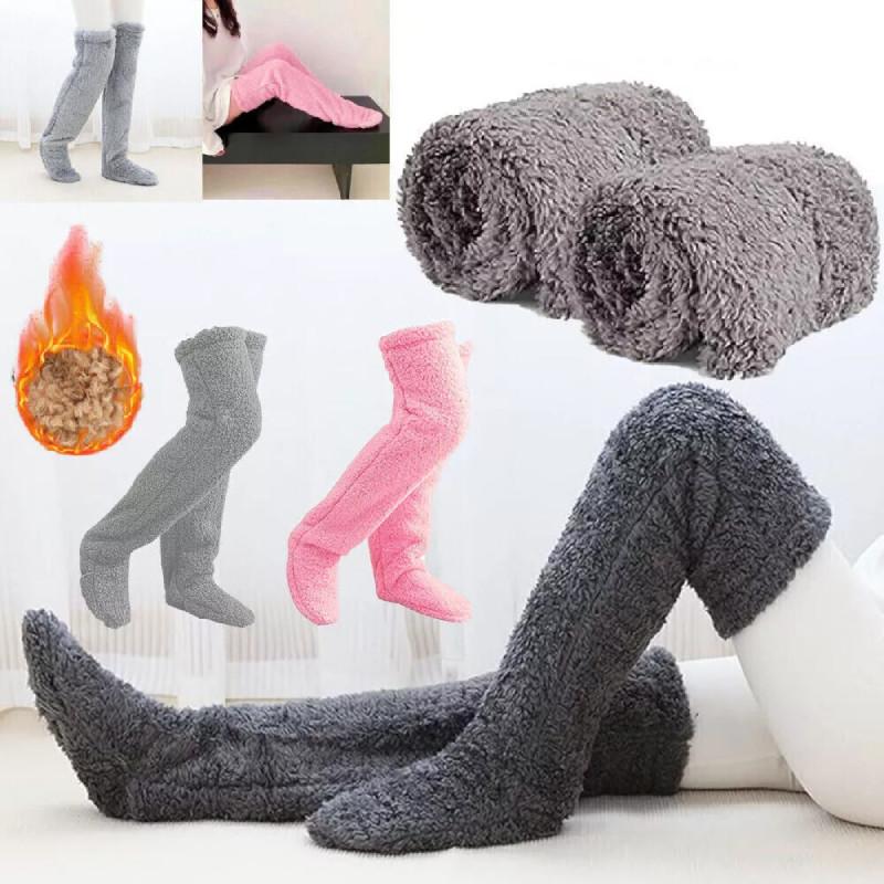 High Sock Knee Slipper Plush Cozy Fuzzy Socks Women Warm Soft Fluffy Thick Gift