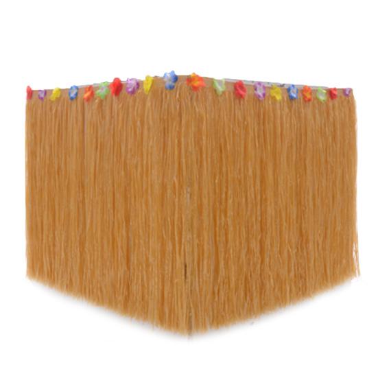 Hawaiian Theme Table Skirt with Flower Waterproof Reusable Dense Tropical Beach Jungle Parties Party Decoration Grass Table Skirt