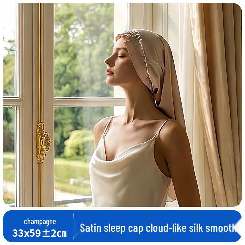 10A Antibacterial Satin Sleep Cap: High-Density Weave, Non-Pressing, Breathable, Silk-Like Luxury for Hair Care and Postpartum Use. One Size