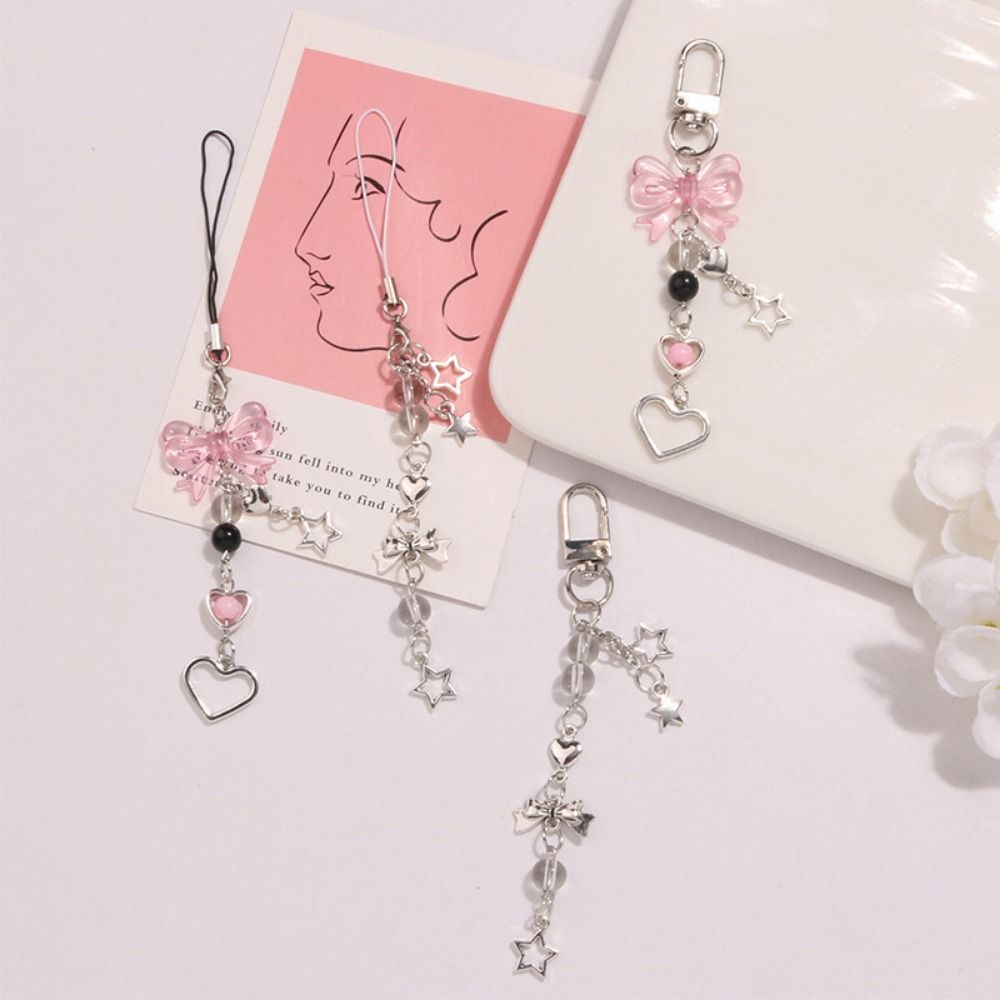 Pearl Bead Mobile Phone Chain Star Bowknot Beaded Cellphone Strap  Mobile Phone