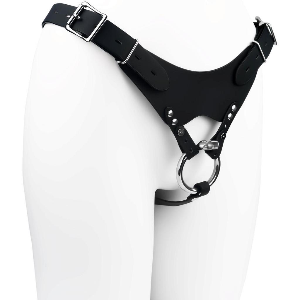 FRRK PU-10 Wearable Chastity Belt Accessories, Wine Red/Black Waistband Buckle for Leather Pants