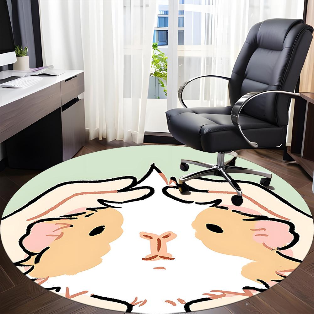 1pc Hamster Office Round Rug, Non-slip, Soft and Durable Office Rug for Interior Decoration, Perfect for Office, Beautiful Decoration yy260323026