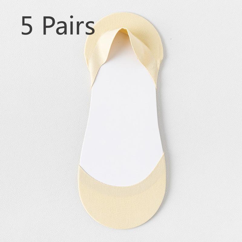 5 Pairs of Women's Summer Thin Non-slip Heel Shallow Mouth Invisible Socks