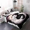 Comforter 3Pcs Cute Cat Yin Yang Black White Cats Bedding Set Soft Microfiber Bedroom Decor Four Seasons