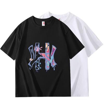 2024 Summer European and American Fashion Brand Pure Cotton Printed Men's and Women's Loose Short-sleeved Round Neck T-shirt