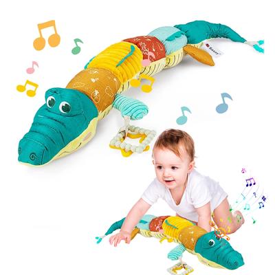 Baby-Musikalisches ausgestopftes Krokodil-Plüschtier, multisensorische Knisterrassel, Aktivitätsspielzeug, weiches Spielzeug für Mädchen, Neugeborene, Weihnachtsgeschenke