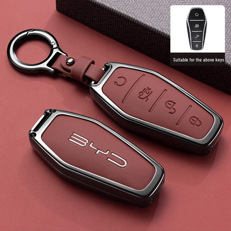 Premium Car Key Bag with Buckle for BYD Han, Qin Plus, Song Pro, Tang, Dolphin, and E9
