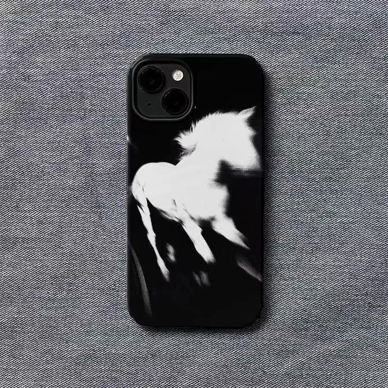 Horse black phone case for iphone 17 pro max 16 plus 15 14 13 11 silicone back cover for iphone 12 pro xr xs x 8 7 plus SE2 SE3