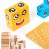 Holzwürfel Gesichtswechsel-Kartenspiel für Kinder Eltern Interaktive Bausteine Kampfbrettspiel Puzzle Spielzeug für Freunde Party