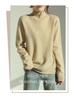 Gold & Silver Thread Half-High Collar 100% Pure Wool Sweater: Loose, Soft Red New Year Knitwear