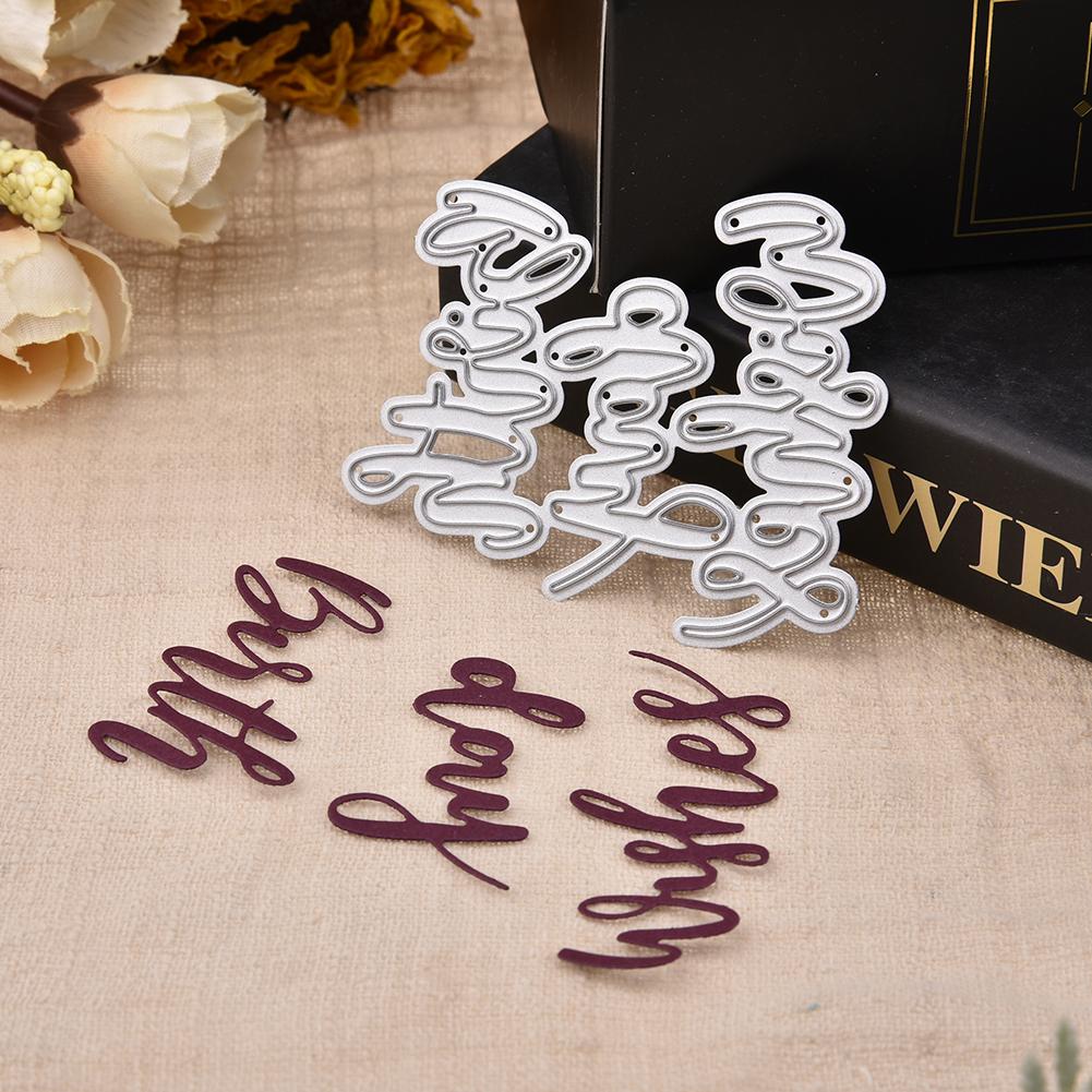 Alphabet Phrase Framework Metal Silvery Stencil Embossing Cutting Dies For Diy Scrapbooking Paper Album Cards Making