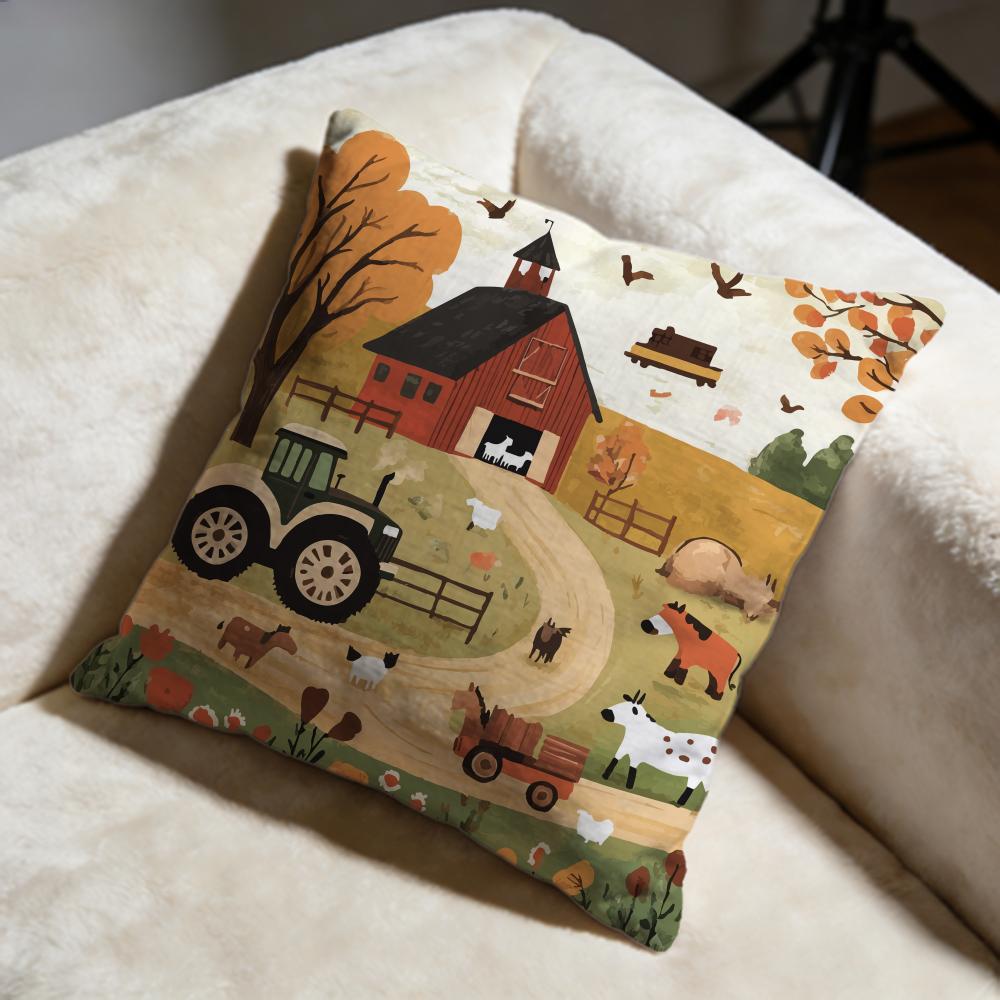 Farm Cushion Cover Soft Decorative Pillow Case Suitable for Bedroom Sofa Car Travel Use