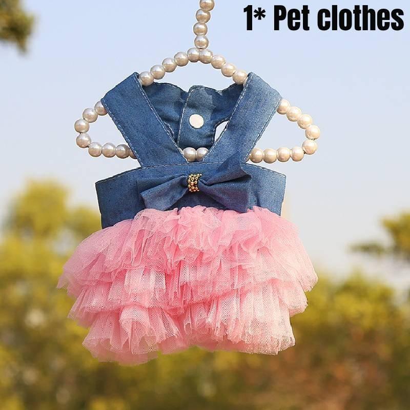 Cute Summer Pink And White Striped Pet Dress For Small Dogs And Cats