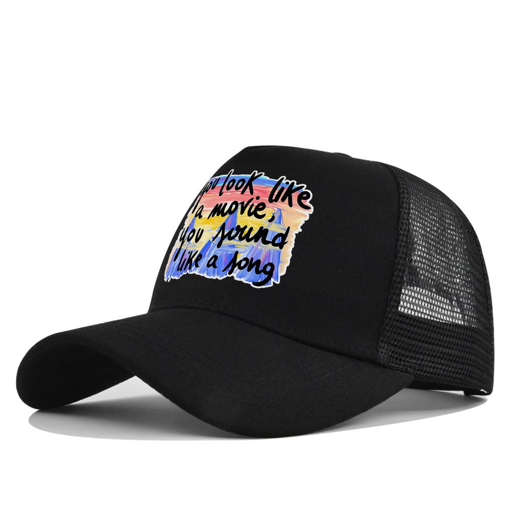 Summertime Printed Cap Letter Mesh Breathable Hat Women Men Baseball Cap Sunshade Outdoor Sports Cycling Travel Sun Hat Dad Hat