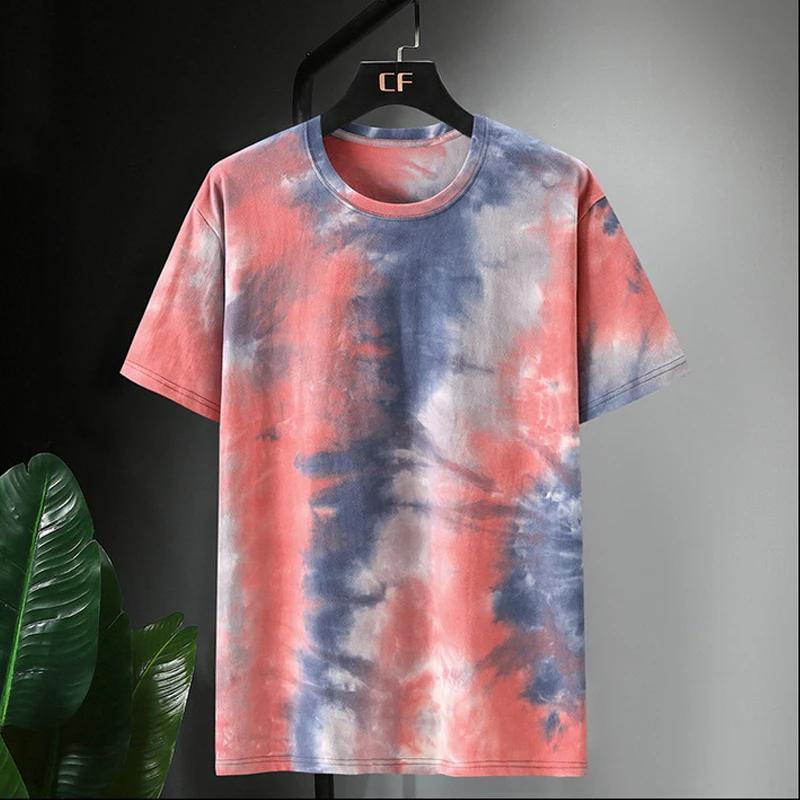 Men's T-shirt oversized tie dye plus size top T-shirt summer hip-hop casual tie dye streetwear