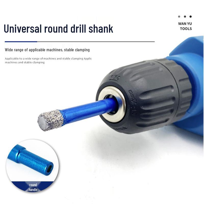 Multi-functional Diamond Drill Bit for Marble, Tile, and Glass - Round Handle, Brazed Dry Drilling