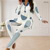 Women Plus Size Printed Half Zip Long Sleeve Longline Top And Fitted Pants Two Piece Set