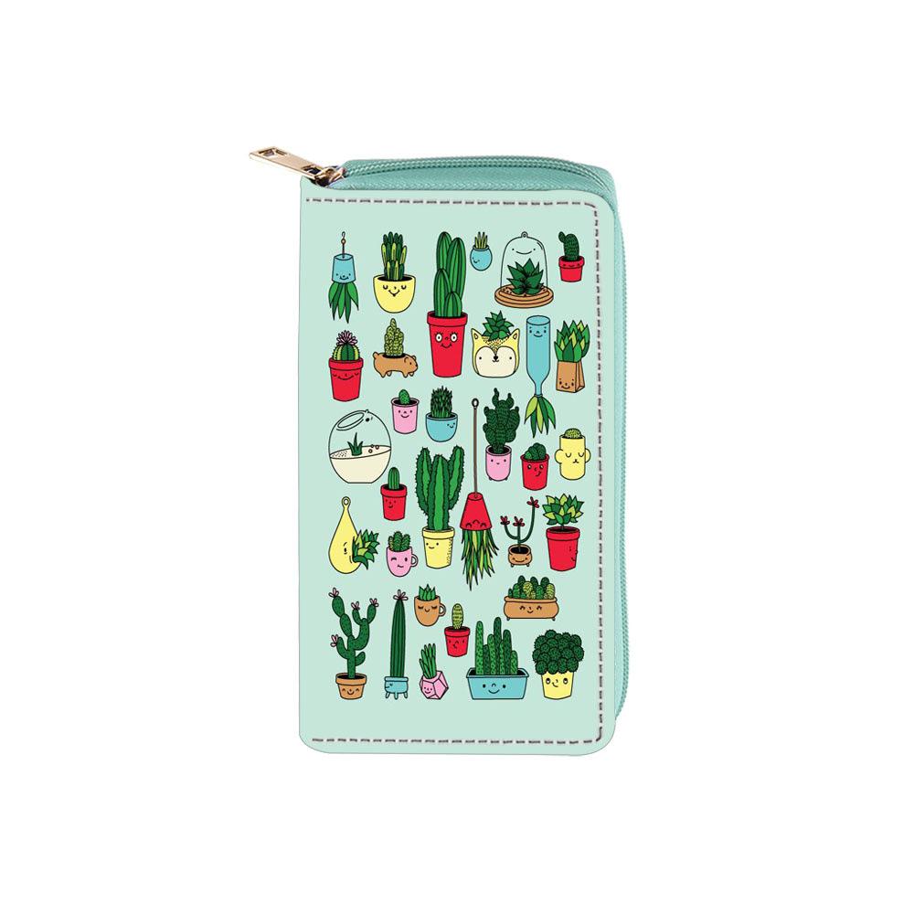 New cactus ethnic style long zipper wallet, clutch bag wallet proofing