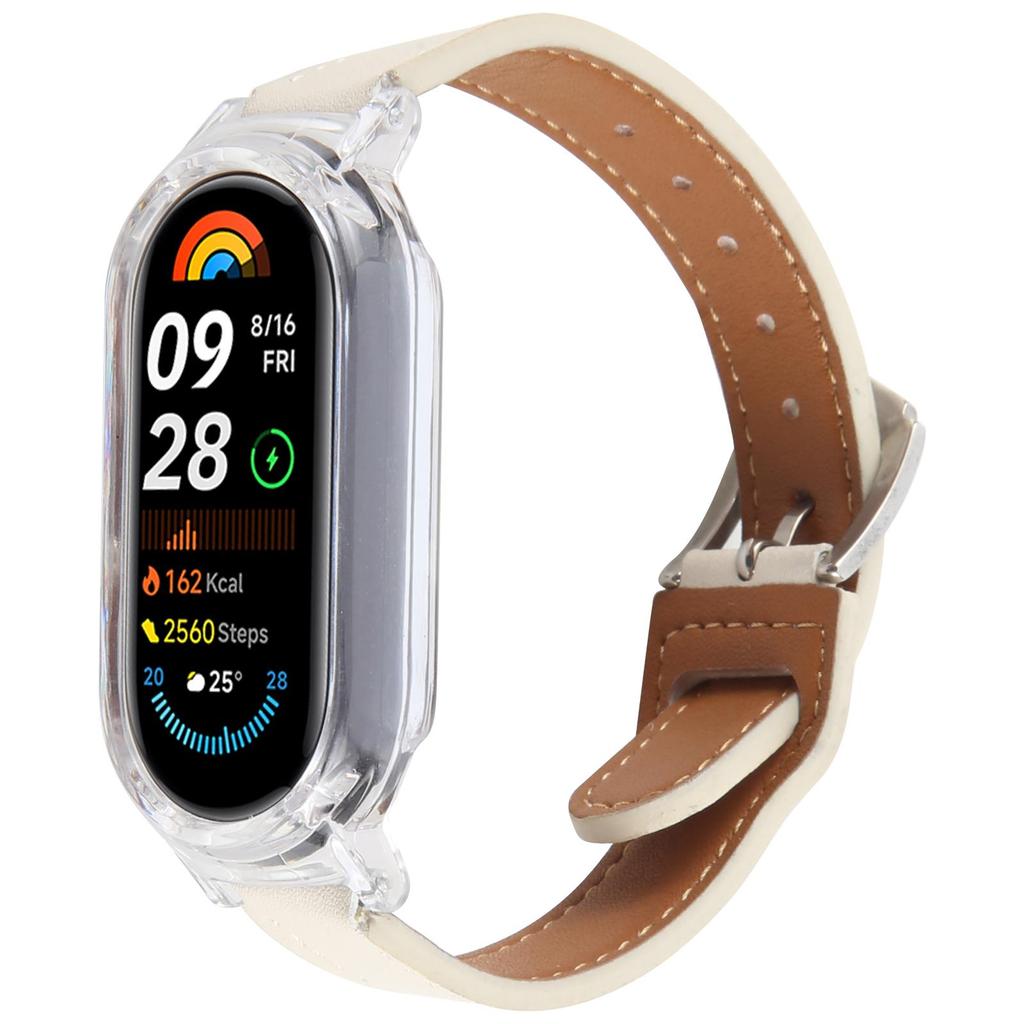 For Xiaomi Smart Band 8 PC Watch Case Integrated Ultra Fiber Leather Quick Release Watch Strap