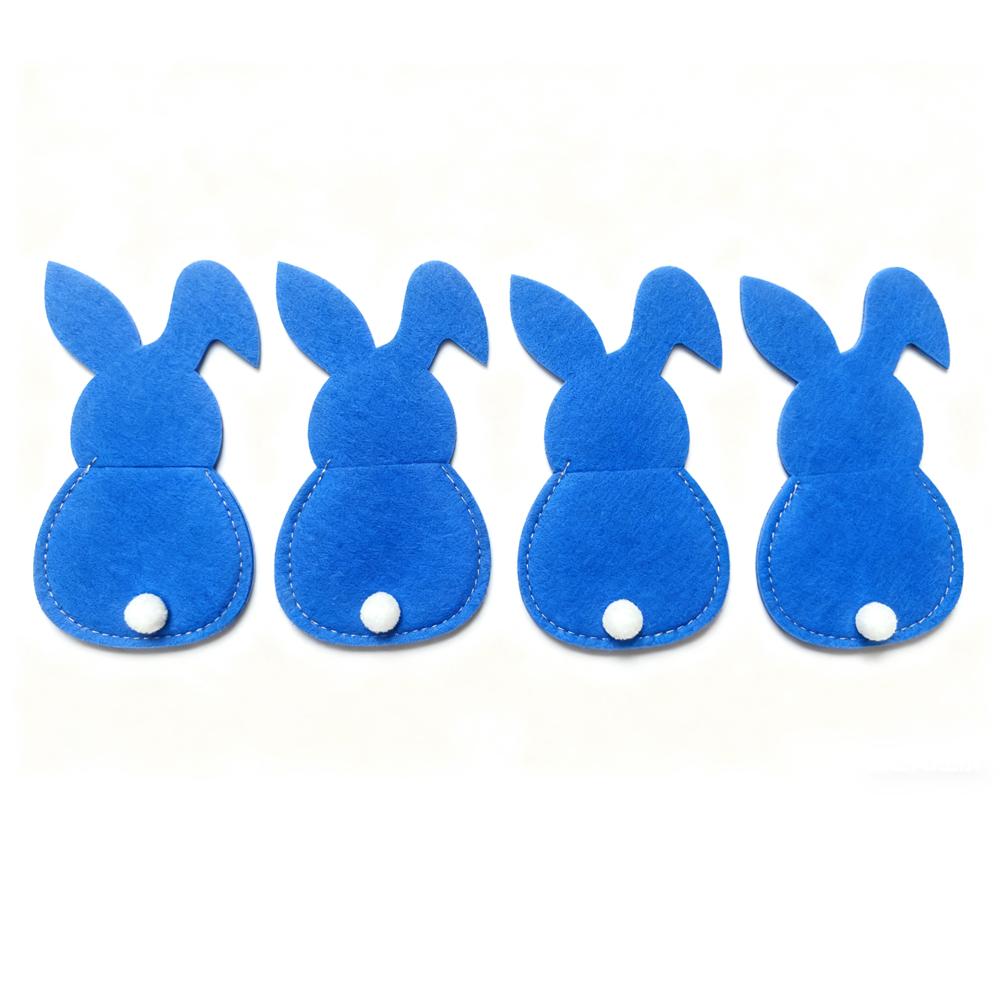 

4pcs Easter Rabbit Knife and Fork Mat Felt Festival Knife and Fork Set Table Tableware Decorative Mat 15x8 cm