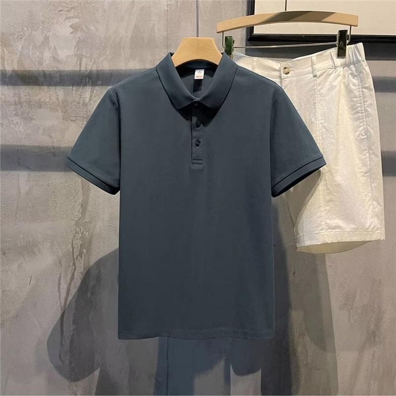 Men's Polo Shirt Summer New Short Sleeve Solid Color Turn-down Collar Casual Slim Fit Tops