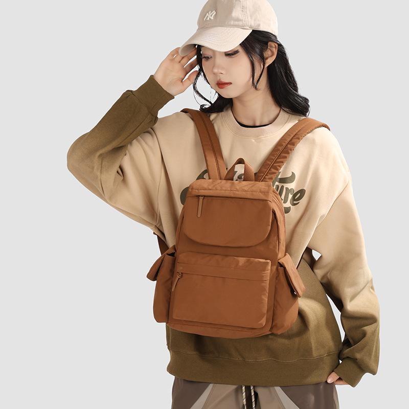 Schoolbag New Casual Versatile Backpack Commuter Solid Color Simple Backpack Women's Large Capacity Lightweight Student School Bag