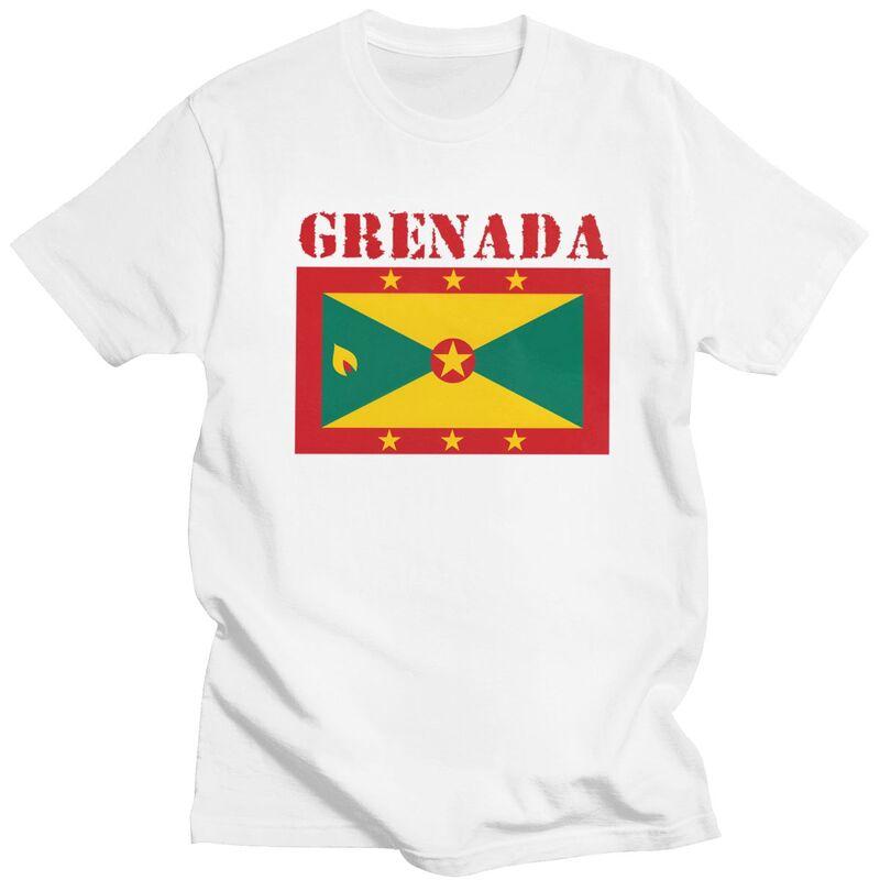 Individuelle Herren Grenada Flagge T-Shirts Kurzarm Baumwoll-T-Shirt Streetwear T-Shirt Lässiges T-Shirt Slim Fit Kleidung