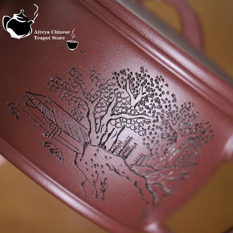Ceainic chinezesc din lut violet Hanwa ceainic pur sculptat manual de băut Pu'er Yixing ceainic din lut violet Set de ceai Kung Fu 190 ml