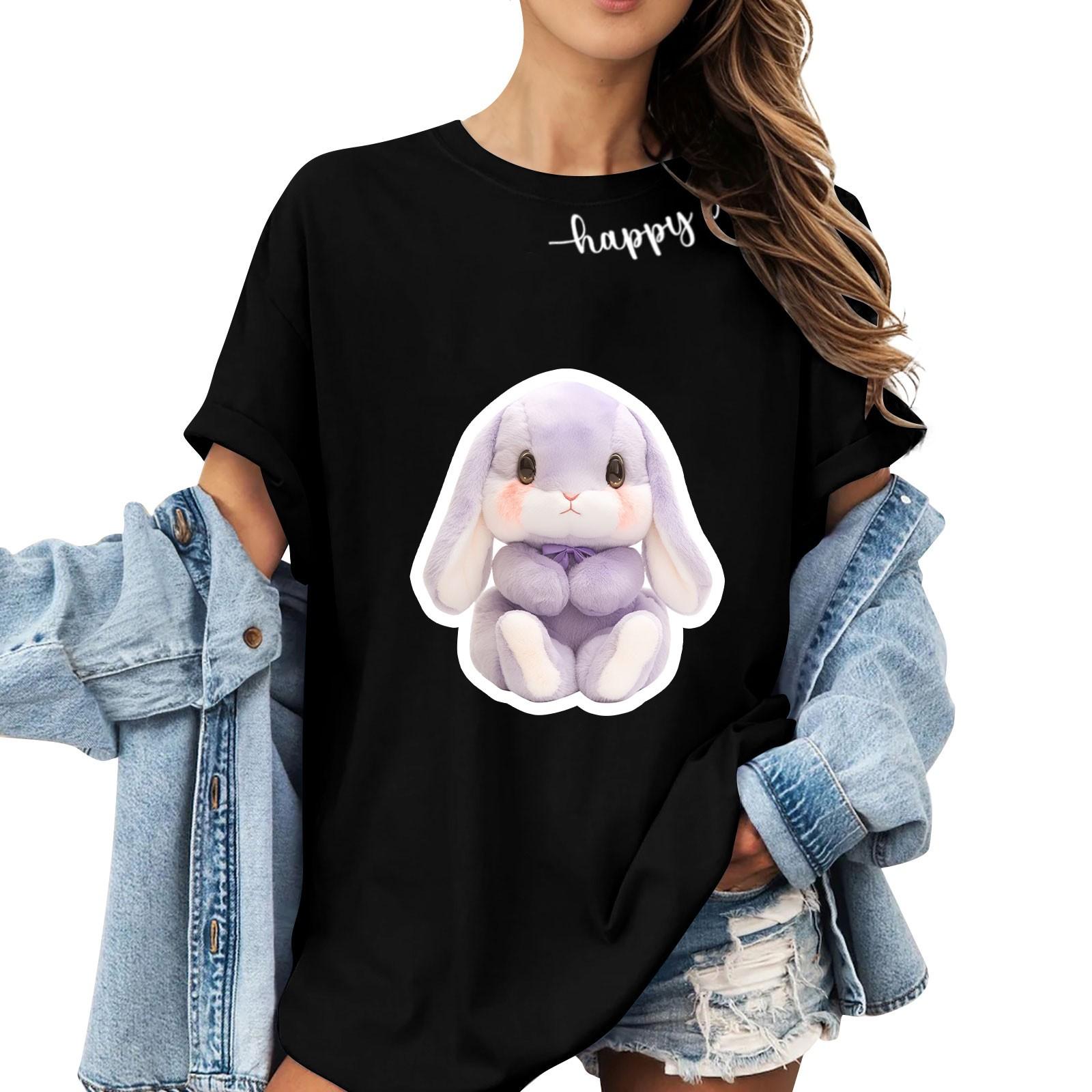 

T Shirts Short Sleeve Tees For Women Fashion Tops Lightweight Soft Casual Summer Outfits Clothes L чёрный