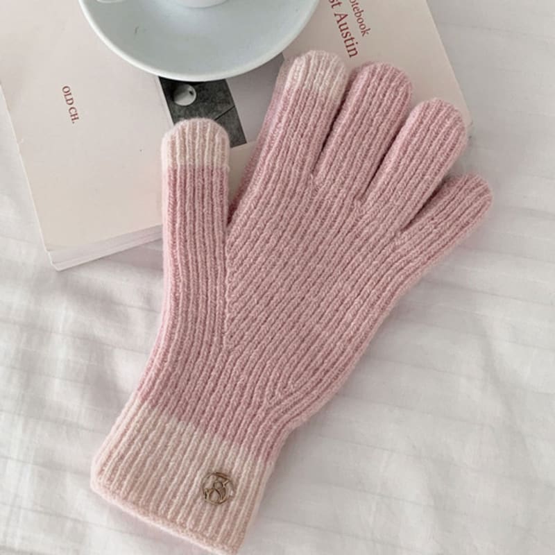 

38comeoncommon Перчатки с отверстиями для пальцев (Меланж Розовый) FREE