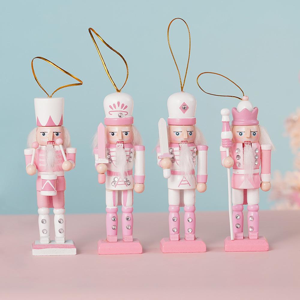 

4/10Pcs 12CM Nutcracker Soldier Puppet Pink White Home Ornaments Merry Christmas Decorations Holiday Gift Pendant