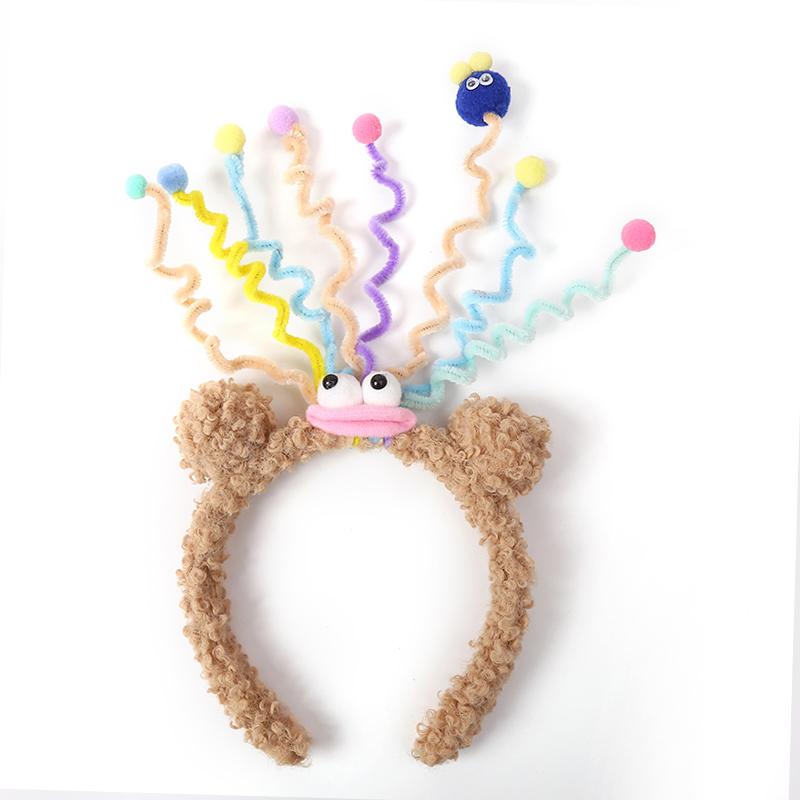 1PC Cartoon Sausage Mouth Wool Roll Hairbands Kids Lovely Funny Headband Ornament Hoops Band Hair Accessories Autumn And Winter
