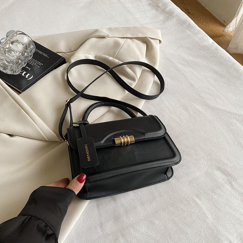 Модная Винтажная Сумка на Плечо из Искусственной Кожи для Женщин 2024 Модная Весенне-Летняя Сумка Кросс-боди чёрный