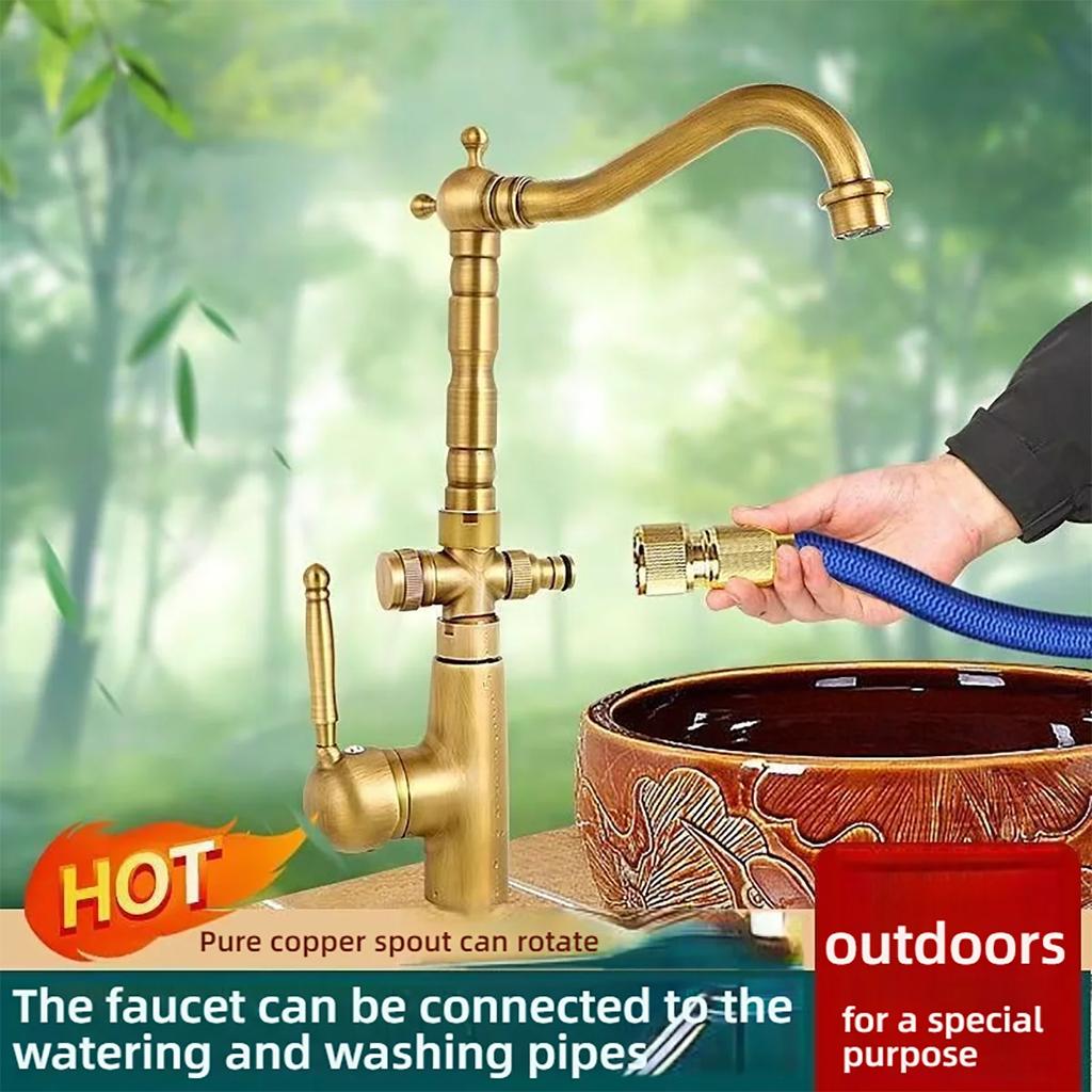 Luxury Retro Bathroom Sink Faucet Antique Brass Basin Faucets Porcelain Ceramic 360 Rotation Torneiras Hot and Cold Mixer Tap