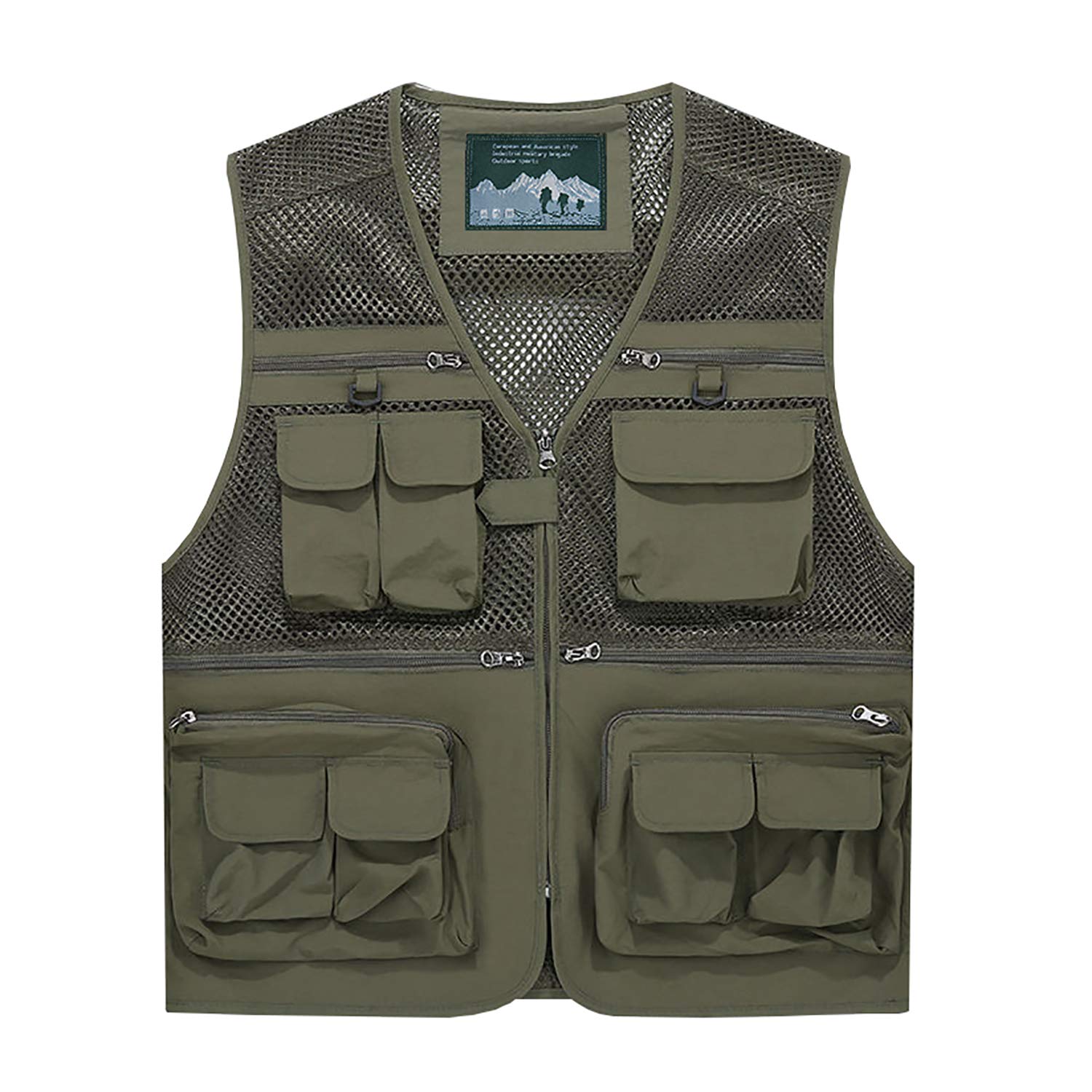 

M s Life Outdoor Mesh Vest, Perfect for Fishing and Photography, Breathable, Quick-Drying, and Multifunctional Jacket (Army Green, Size 2XL)
