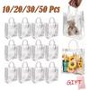 10/20/30/50/100pcsTransparent Soft PVC Gift Bags Packaging Tote Bags with Button Hand Loop Clear Plastic Handbag Cosmetic Bag