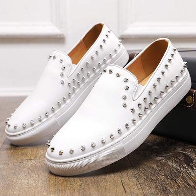 Large Size Four Seasons New Men's Low-top Casual Fashion Foot Leather Shoes Trend Rivet Men's Shoes