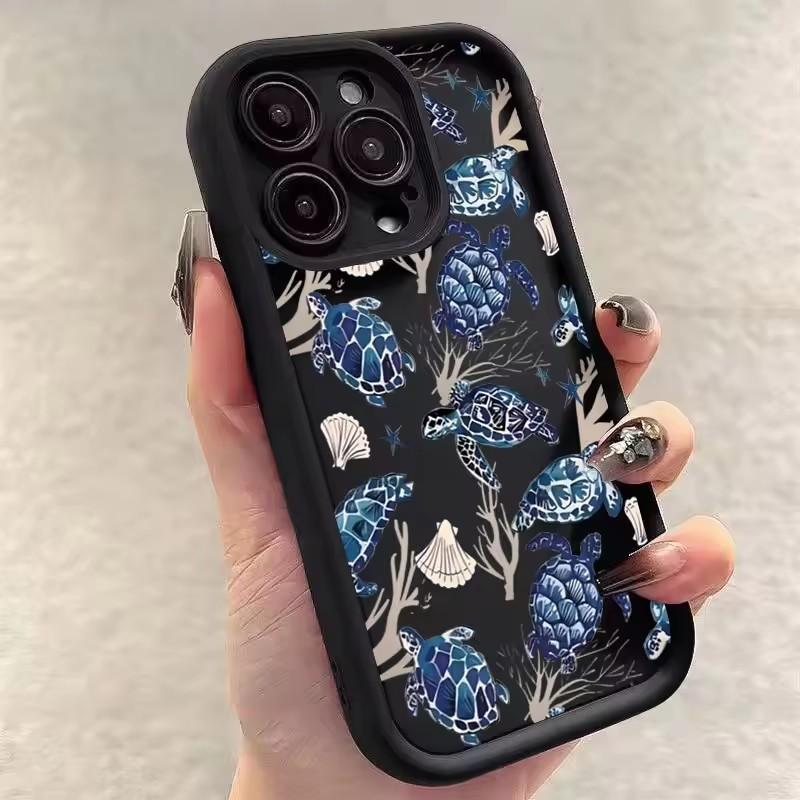 Cute Fashion Turtle Colorful Painting Design Phone Case For iPhone 15 16 Pro Max 14 11 12 13 Pro 7 8 Plus X XR XSMax Soft Cover