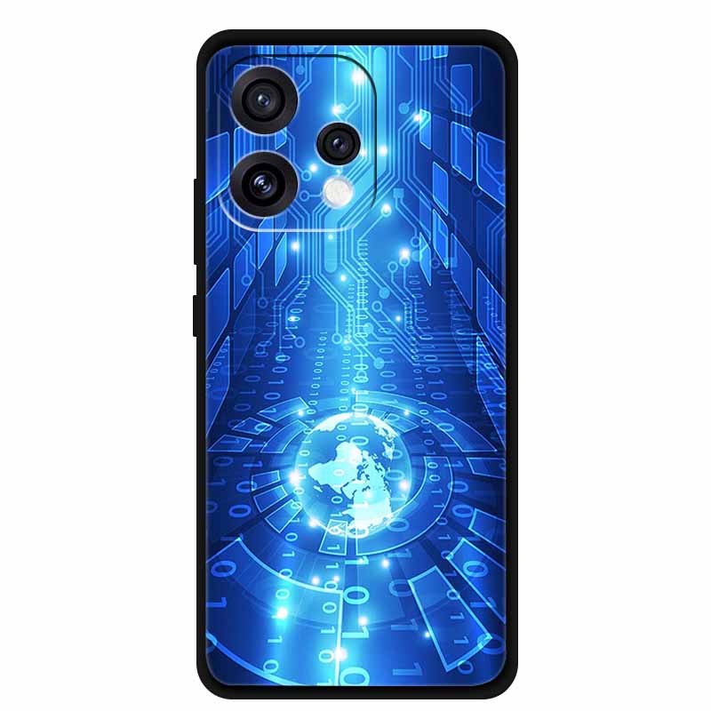 Case For Oppo Reno 15C 5G Colorful Flowers Black Soft Silicone TPU Phone Cases For Oppo Reno15 5G Shells Protection Bumper Funda