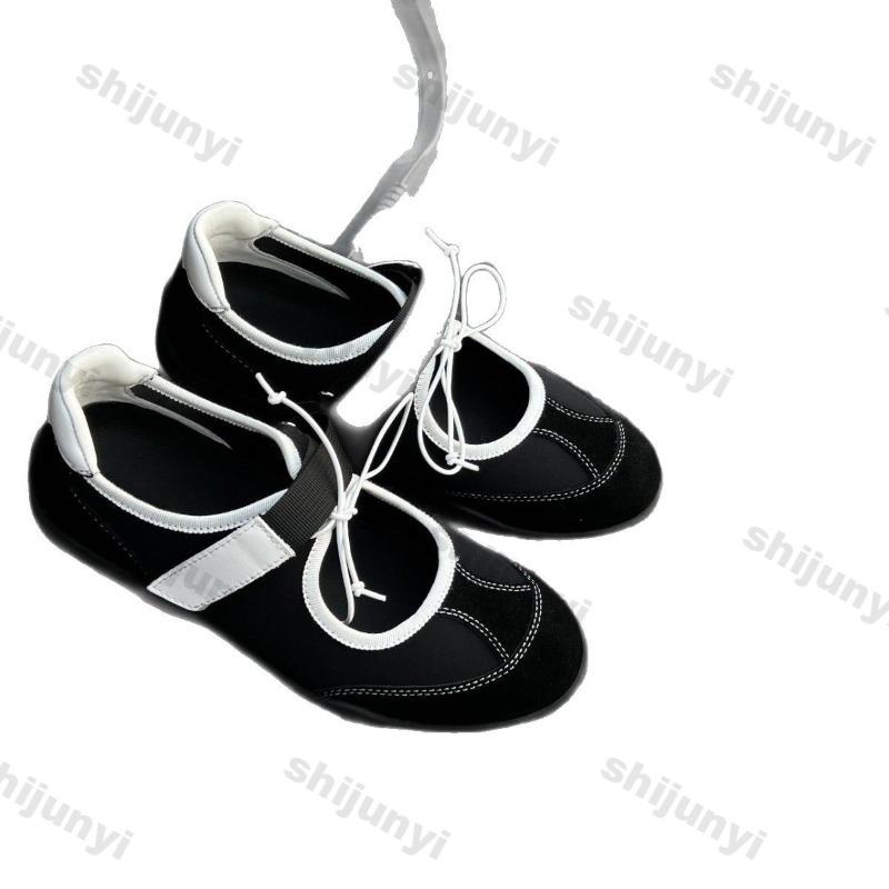 Fashion Women's Casual Flats 2025 Summer New Breathable Lightweight Comfortable Mary Jane Shoes Non Slip Fashion Cross Tied Ballet Shoes