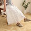 Teens Girls Lace Tiered Layered Skirt Ruffle Elastic Waist Hollow Long Skirt for Kids Casual Vacation Daily Wear Bohemian Outfit