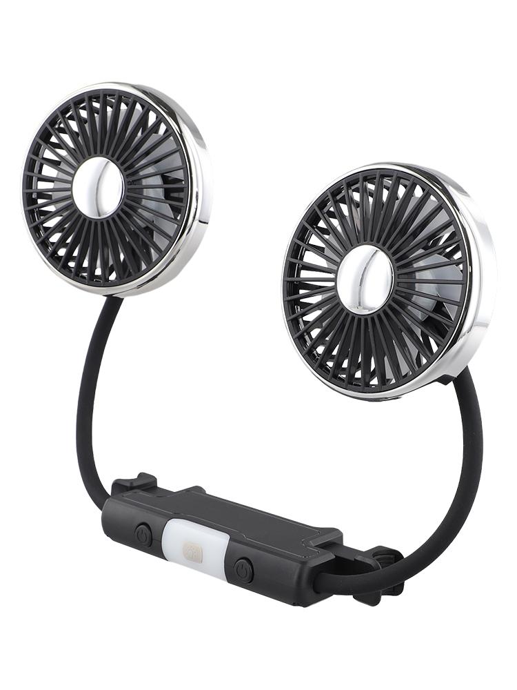 Wentylator samochodowy 5V z podwójną głowicą Przenośny Pojazd Ciężarowy° Obrotowy Automatyczny Chłodnica Chłodząca
