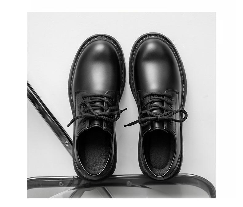 Men's Casual Black Leather Martin Boots - Small, Formal, Business, Work Shoes