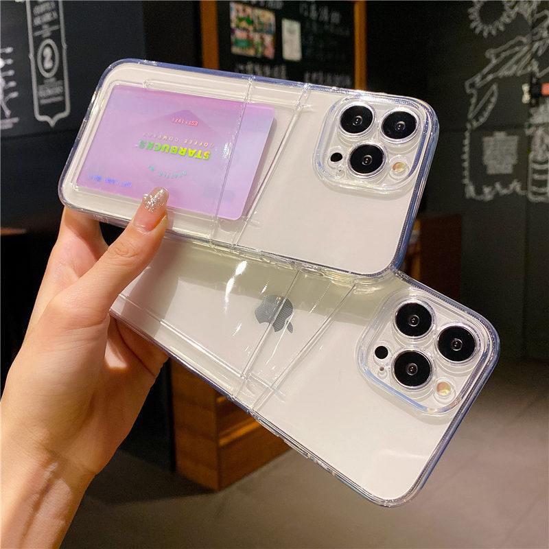Transparent Card Bag Phone Case For Iphone 14 13 12 11 Pro Max Xr Xs X 13pro Max 14 Pro Maxclear Soft Tpu Wallet Back Cover